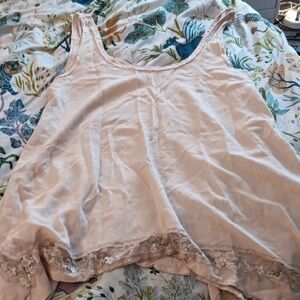 Joe Boxer Cream Tank Top with Lace Trim